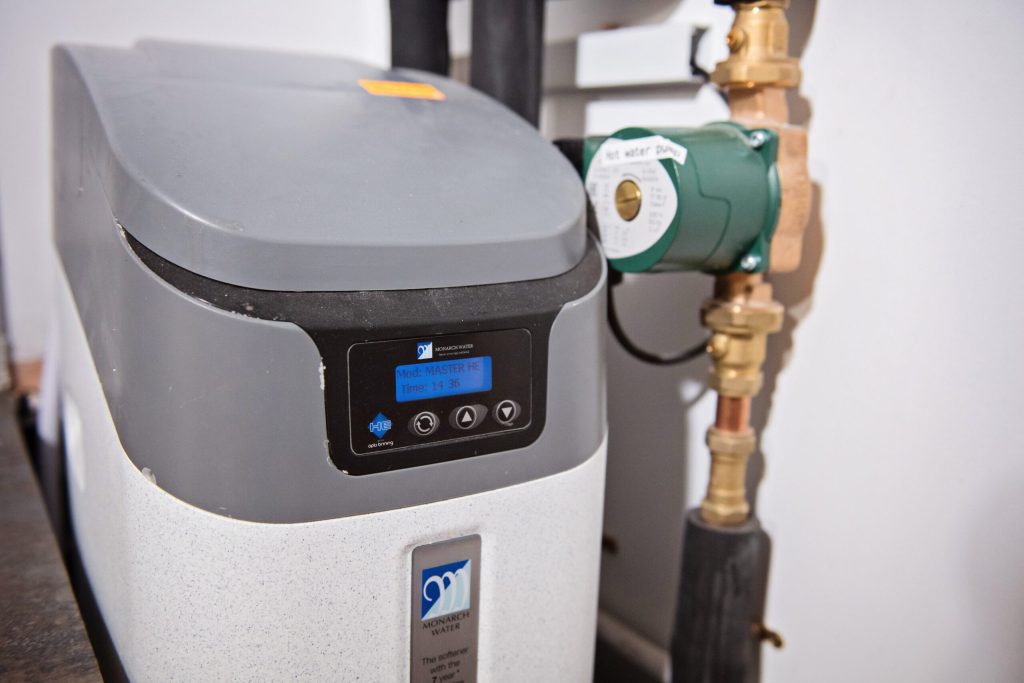 Indoor heating unit with a digital display and circulation pump