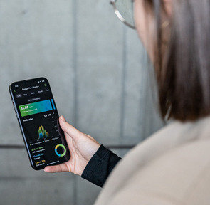 A woman consults an energy performance app