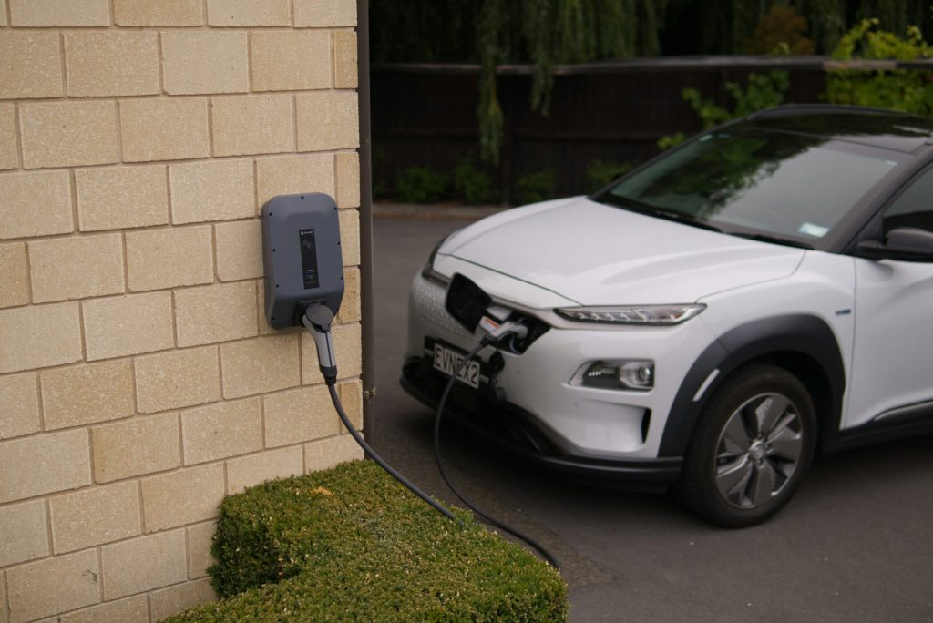 Electric car charging from a wall-mounted EV charger