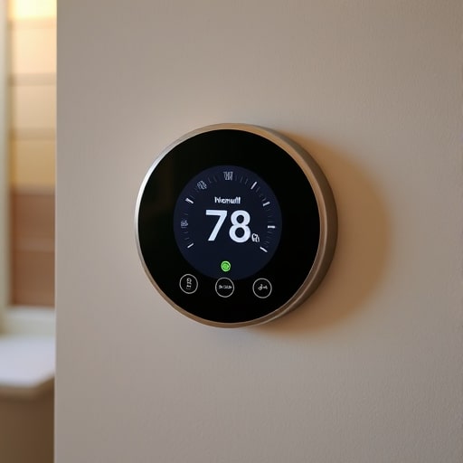 Thermostat on wall of a house